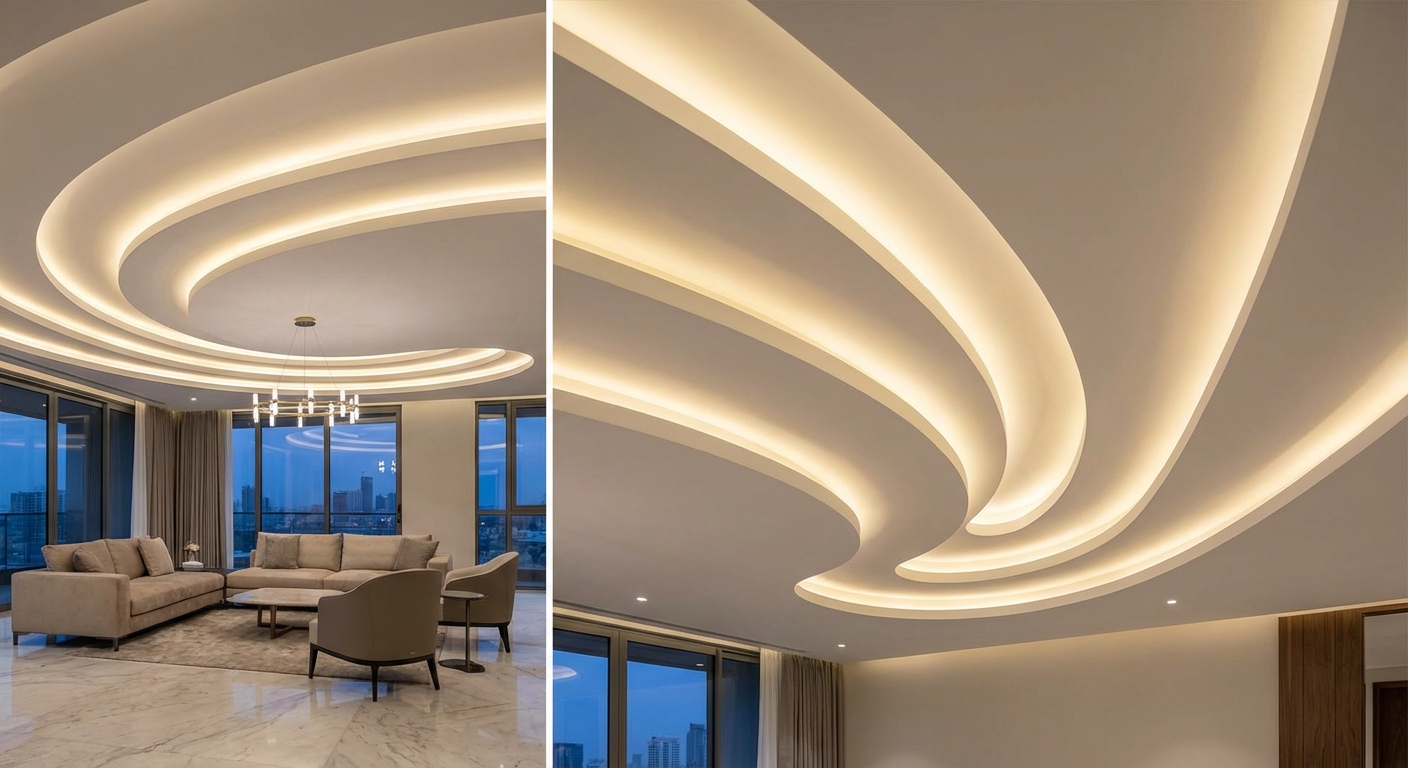 Kaskadni plafoni sa LED skrivačima u Novom Sadu