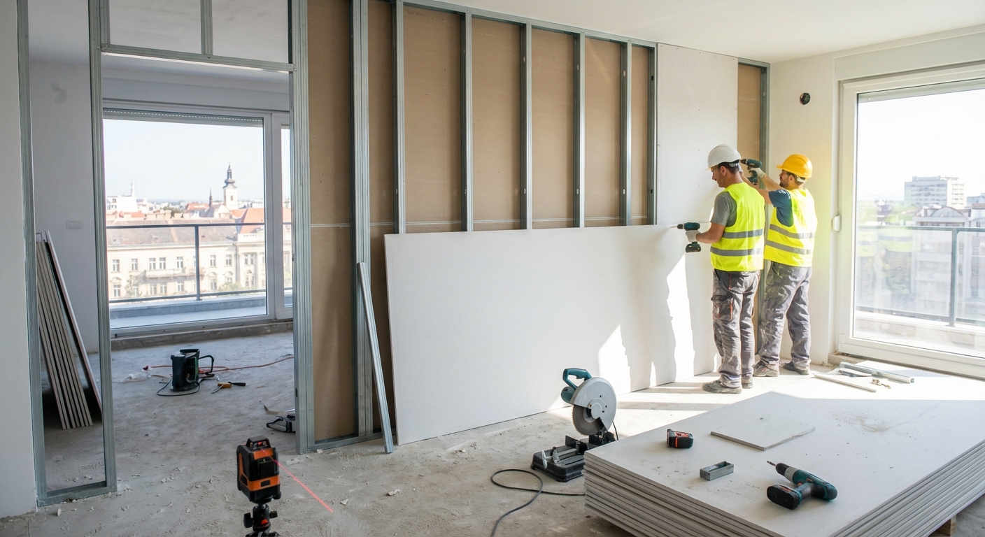 Pregradni zid Novi Sad - montaža gips karton zidova