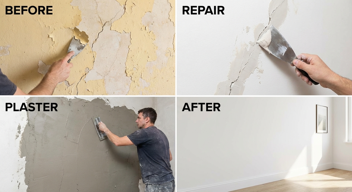 Stari oštećen zid pre renoviranja